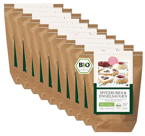 Weihnachtsplätzchen Spitzbuben Engelsaugen Bio Backmischung | Husarenkrapfen Plätzchen mit Marmelade vegan | Bio-Mehl aus Deutschland (10er Pack)