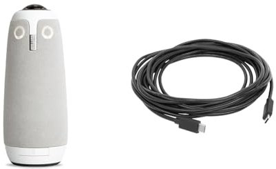 Owl Labs Meeting Owl 3-360-Degree, 1080p HD Smart Video Conference Camera, Microphone and Speaker & USB-C Male to USB-C Male Cable for Meeting Owl 3-16 Feet / 4.87 Metres, Black