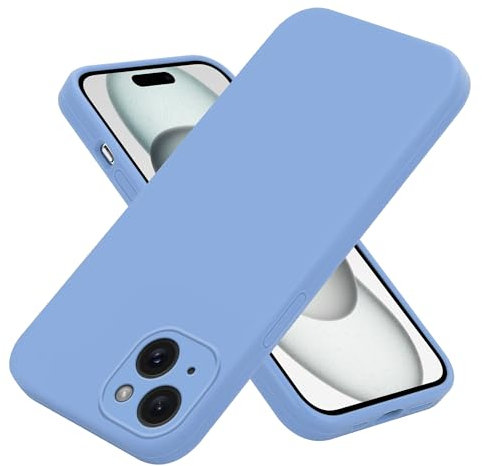 PIXFAB Compatible With iPhone 14 Case, Slim Liquid Silicone Shockproof [Anti-scratch] Armor Case, Protective Soft Rubber Gel Phone Cover For iPhone 14 - Sky Blue