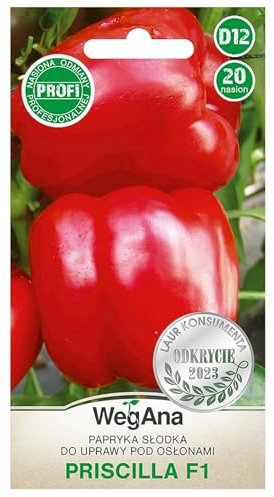 WegAna Paprika Priscila F1 20 Samen Robuste Gemüsesamen Gemüse Samen Anzucht Saatgut für Gewächshaus Paprikasamen Süße Sehr Produktive