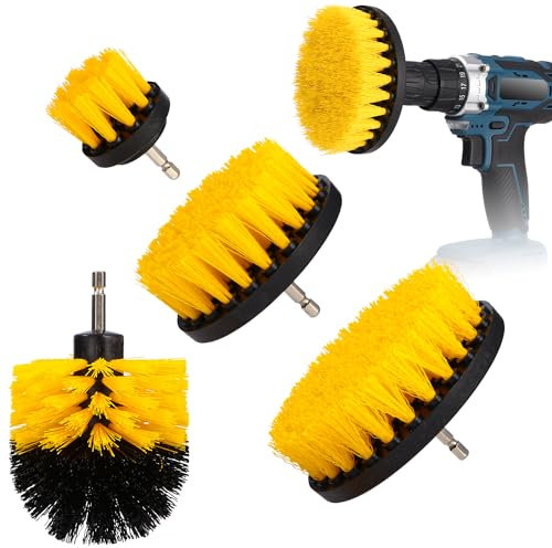 Birshe Cepillo Taladro Limpieza Kit,Kit Limpieza Coche Limpieza,Cepillo Llantas,Cepillo Taladro Tapiceria,Juego de Cepillos de Limpieza Adecuados para Cocina,Baño,Cerámica,Piso,Cepillo Llantas,Sofá.