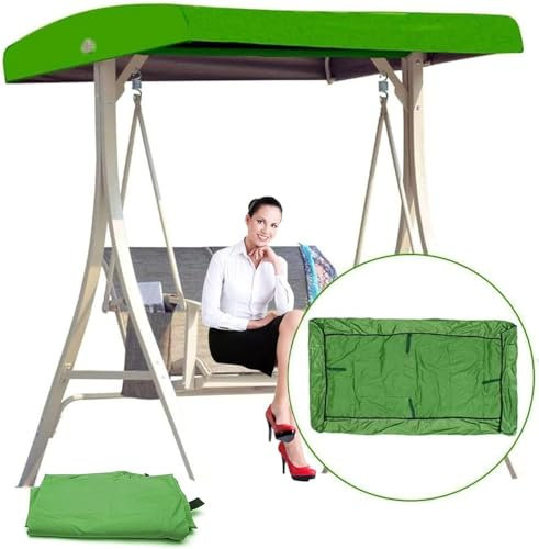 DFANCE Replacement Canopy for Swing Seat 3 Seater Garden Hammock Cover, 210D Oxford Cloth Patio Swing Top Cover,Waterproof Swing Cover for Swing Chair,191x120x18/23cm(Color:Green)
