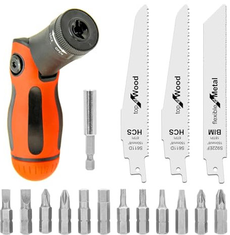 Magicbox Handsäge mit mehreren Klingen und Schraubenzieher zum Schneiden von Holz, Metall, Kunststoff, Gipskarton, Tragbare Handsäge, Schraubenzieher