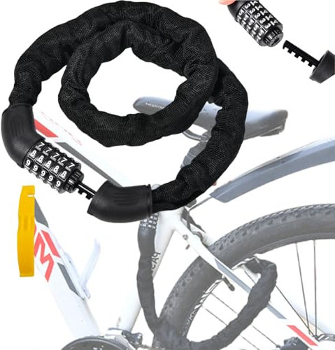 Chaîne Antivol Vélo,Antivol Velo,Chaîne Antivol Vélo à Code,Chaîne Antivol Vélo 90cm,Cadenas Velo Antivol,Cadenas de Bicyclette,Chaîne Cadenas Vélo pour Vélos,Motos,Scooters
