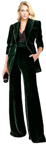 Botong 2-teiliger Samtanzug für Damen, Büro-Arbeitsanzug, Revers, zweireihig, Blazer, Hose, Business-Anzug-Set
