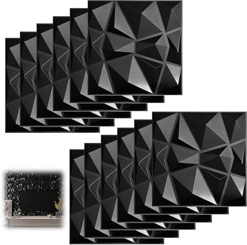 12 piezas Papel Pintado Autoadhesivo Pared 30 × 30 cm, Vinilos de Pared Decorativos, Revestimiento de Paredes PVC, Ladrillos 3D Adhesivo Pared, Adesivos Papel de Paredes Decoración
