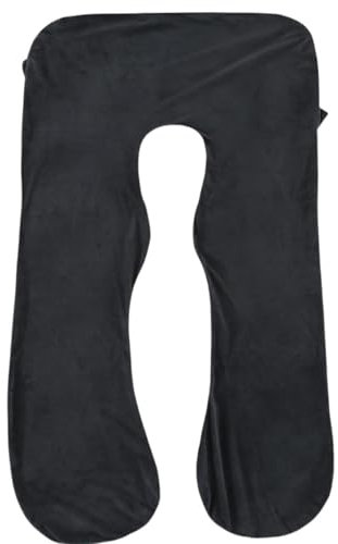 Generisch U-förmiger Kissenbezug für Schwangerschaftskissen, Reine Baumwolle Schwangerschaftskissen Bezug, atmungsaktiv Abnehmbarer Körperkissen Bezug, bequem für Rücken und Hüfte (Schwarz)