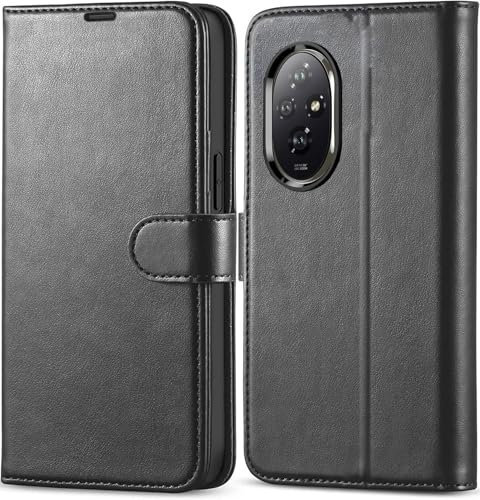 KP TECHNOLOGY Case for Honor 200 Pro, Leather Book Flip Wallet Cover with Card Slots for Honor 200 Pro (BLACK)