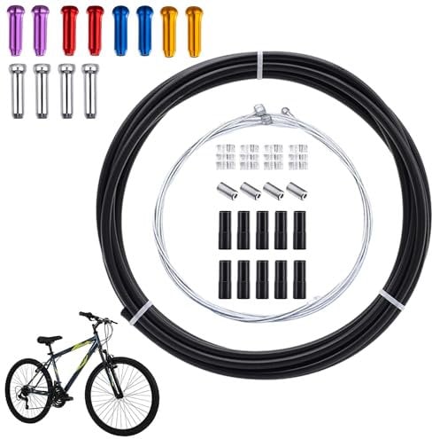 Universal Brake Cables Bike Kit, Inner Brake Cable, Bike Repair Kit with 2.5m Housing Cable and Cable Wire Cap, Bicycle Replacement Set for Road Bike, Mountain Bike (Black)