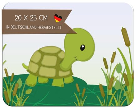 CreaDesign, Frühstücksbrettchen Kinder Schildkröte, Kinder Brettchen Kunststoff, Antirutsch-Noppen, Größe 20 x 25 cm