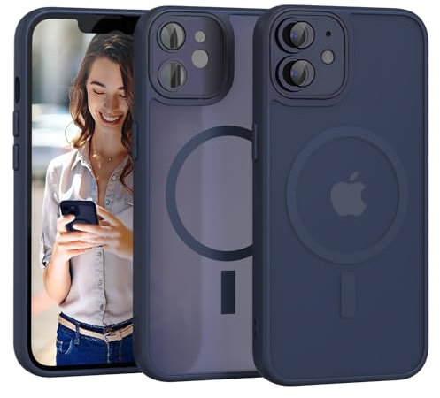 Nupcknn für iPhone 12 Mini Hülle Magnetisch mit Magsafe (TOP Militärschutz & Magnetkraft) Handyhülle für iPhone 12 Mini Case Durchscheinende Matt Rückseite Dünn Stoßfest Schutzhülle