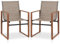 COSTWAY 2er Set Gartenstühle, Terrassenstühle mit atmungsaktiver Sitzfläche und Metallrahmen, Balkonstühle, Outdoor-Stühle bis 150 kg belastbar, für Garten, Balkon, Veranda (Braun)