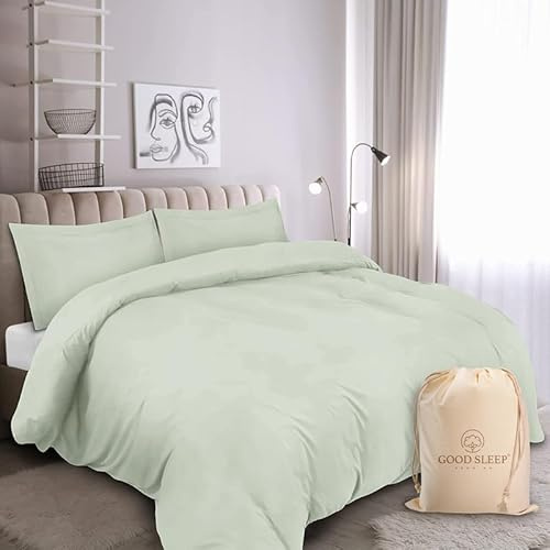 Good Sleep Bedding King Size Duvet Cover Sets, 100% Cotton 3 Pc Bedding Set, Zipper Closure King Size Bed Duvet Cover Set, Soft Kingsize Duvet Cover Sets, Sage