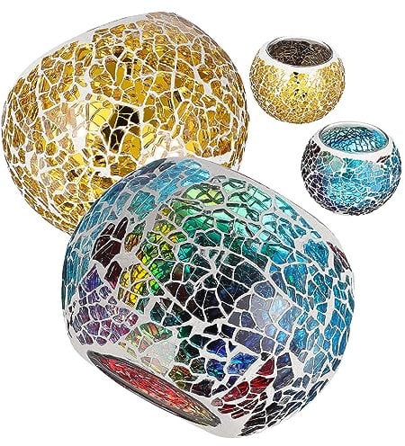 TOPPERFUN 4stücke Teelichthalter Aus Glas Mit Crackled-oberfläche Einzigartige Kerzenhalter Für Heimdekoration Passt Zu Verschiedenen Kerzen Vielseitig Einsetzbar Für Tischdekoration