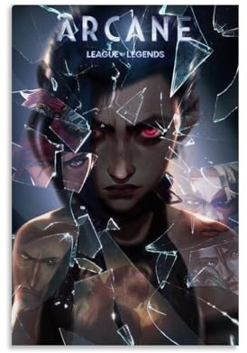 Arcane Poster Anime Comics Jinx TV-Serie Manga Retro Vintage Cover Poster für Zimmer Ästhetische Leinwand Wandkunst Schlafzimmer Dekor 30 x 45 cm
