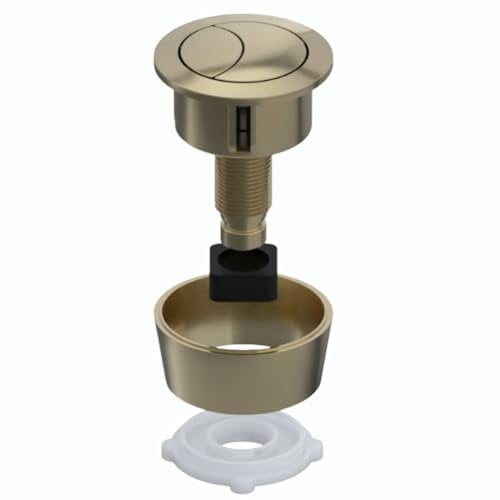 Hulthor Universal Toilet Flush Button Kit – Brushed Brass Dual Flush Replacement for 40mm, 50mm & 60mm Cistern Lid Holes – Cable Operated