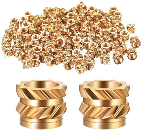 200 Stk M3 Gewindeeinsatz 3D Druck Einschmelzgewinde, Einpressmuttern, Messing Gewindeeinsätze, Gewindebuchse Rändelmuttern Threaded Inserts für 3D Druck Zubehör Kunststoffteiledurch(M3 x 4 x 5 mm)