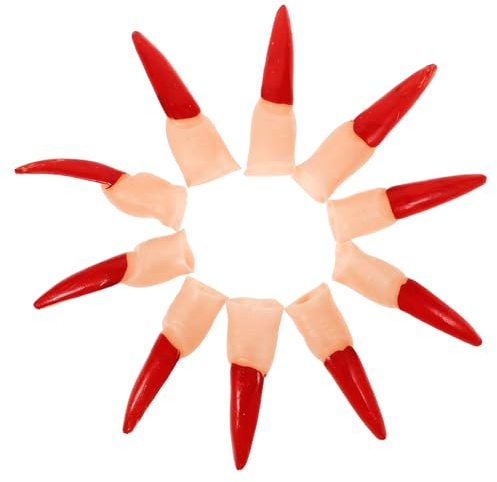 KAILIKETIY 10 Stück Halloween Hexenfinger Aus Robustem Kunststoff Realistische Cosplay Fingernägel Für Kostüm Und Party Requisiten Rote Fingernägel Vielseitig Einsetzbar Für Halloween Events
