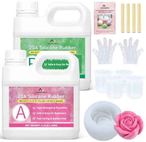 SHABEIBEI Flüssiges Silikon, 20A 2,5KG Lichtdurchlässiger Silikon, Abformsilikon, 1: 1 Verhältnis Mischungsverhältnis Silikon für Silikonformen, Harzformen, Kerzenformen