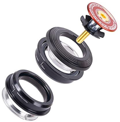 HengChen Mountain Bike 4444S Headset 44mm 1-1/8 Bike Headset Spacer, Aluminium Alloy Bicycle Headsets Kit, Bearing Semi Integrated Straight Tube Fork Internal (COLOR:Red)