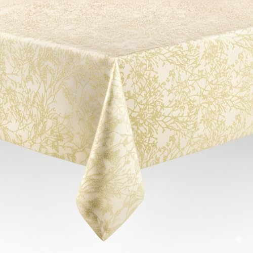 Hochwertige Tischdecke mit Saumrand Harmony Lurex Gold Eckig 130 x 280 cm pflegeleicht