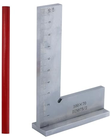 Schlosserwinkel 90° Anschlagwinkel 100 x 70 mm mit Messskala (cm) für präzise Arbeiten im Metallbau und Werkstatt
