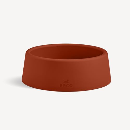 Beco Dog Bowl - Food & Water Steady Bowl, Recycled Plastic, Non-Slip Rubber Base, Terracotta, Small