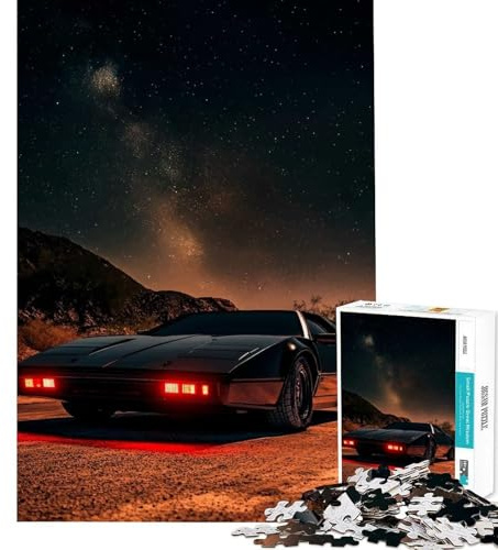 1000-teiliges Puzzle für Erwachsene Knight Rider Auto unter Sternen Fördert das Gehirntraining Stressabbau Familienspiel ab 14 Jahren (38x52cm)