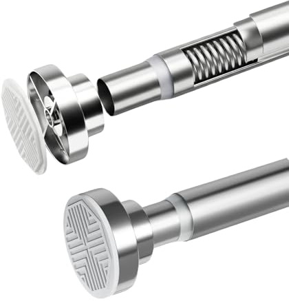 KORVORIA Tringle Rideau Sans Percage 70 À 195 cm, Barre De Douche Extensible, Barre Telescopique Acier Inoxydable Idéale pour Salle De Bain, Fenêtre, Penderie