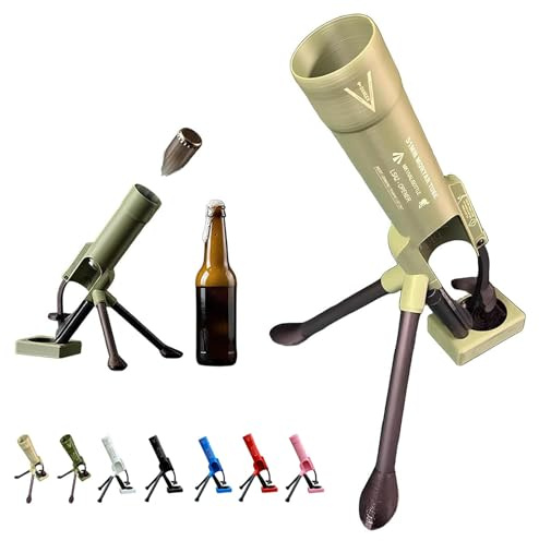 Décapsuleur Mortier 51mm – Lance-bouchon Tactique Multifonction | Ouvre-bouteilles Bière & Lance Liège Sans les Mains | Idée Cadeau Originale pour Bar, Bureau, Étagère (A)