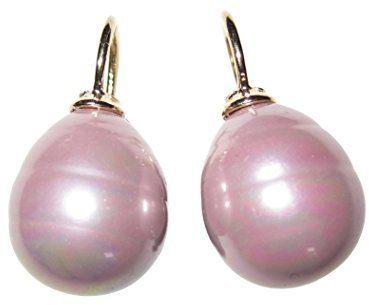 Perlen-Ohrringe alt-rosa Ohr-Hänger Barockglas-Perle Bügel Sterling-Silber vergoldet Designer Heide Heinzendorff klassisch elegant Fest Party Hochzeit