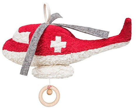 Efie Bio-Spieluhr Hubschrauber – 100 % Baumwolle (kbA) – handgefertigt in Deutschland – nachhaltiges Babyspielzeug - Melodie Brahms (Guten Abend, gute Nacht)