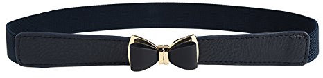 Syuer Damen 1 Breite Schleife Skinny Elastischer Taillengürtel Dehnbarer Gürtel Dünner Gürtel (S-M (65-82cm), Marineblau)