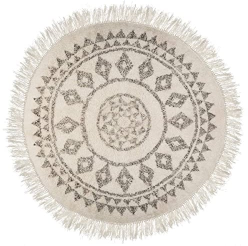 Atmosphera - Teppich Etnik aus Baumwolle D 120 cm - Schwarz und weiß