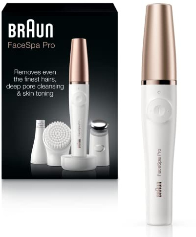 Braun Face Epilator Facespa Pro 911, Facial Hair Removal for Women, Hair Removal Device, 3-in-1 Epilating, Cleansing Brush and Skin Toning with 3 Extras