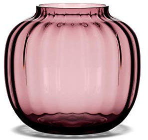 Holmegaard Vase H12.5 cm Primula Motif Optique en Verre soufflé, Rouge