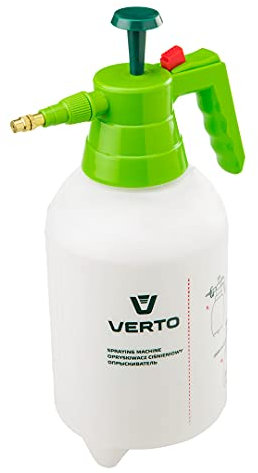 VERTO Handdrucksprüher mit einem Fassungsvermögen von 2 Litern, Druck von 2 bis 2,5 bar, ergonomischer Griff, Feststellknopf, verstellbare Messingdüse, Skala zum Abmessen der Flüssigkeit