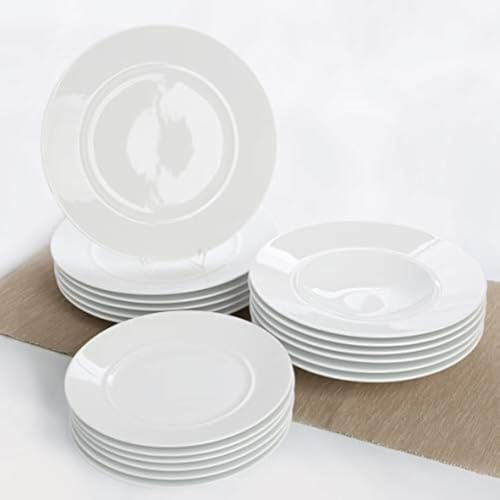Holst Porzellan ST 028 FA1 Porzellan Tafelservice Style 18-tlg. für 6 Personen, weiß