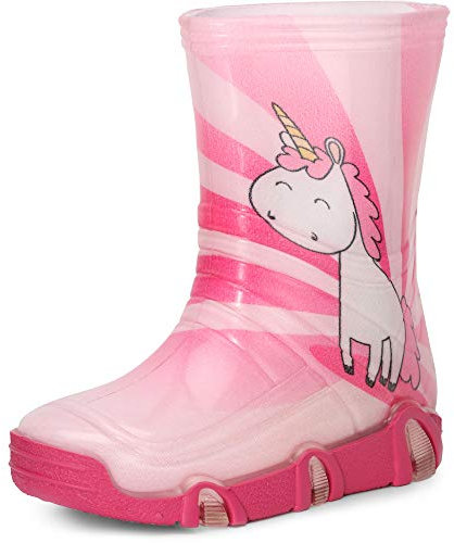 Ladeheid Stivali in Gomma Bambino e Bambina SwkBW30 (Rosa Unicorno 30, 29/30 EU)