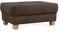 CAVADORE Hocker Puccino mit Holzfüßen im Landhausstil / Beistellhocker für Sofa Puccino in Lederoptik / 99 x 45 x 65 cm / Mikrofaser Dunkelbraun