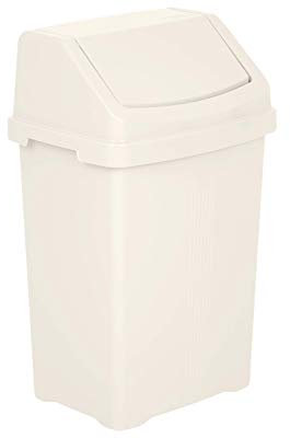 M1SS 8L/25L/50L Litre Plastic Swing Bin Waste Recycle Dustbins Kitchen, Bathroom Rubbish Trash Refused Bins (Soft Cream, 25 Litre)