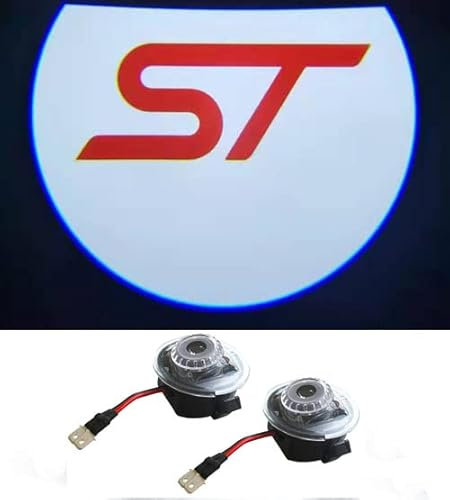 Duleutgnu 2pcs LED Seite unter Spiegel Ghost Projektor Licht Logo Willkommenslicht Auto Ersatz Rücklicht Zubehör Weiße Glaslinse (For New Fo-cus 2018-)