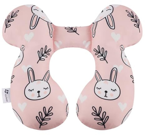 vocheer Baby Travel Pillow (Upgraded), Kopf- und Nackenstützkissen für Kinderwagen, Autositz, Stroller, Babywippe, Baumwolle,weißer Bär