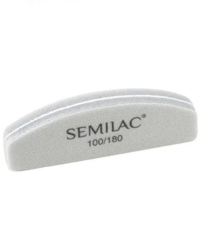 Semilac Lima de uñas Media Luna Mini 100/180 para manicura y pedicura alisa gel natural y uñas acrílicas
