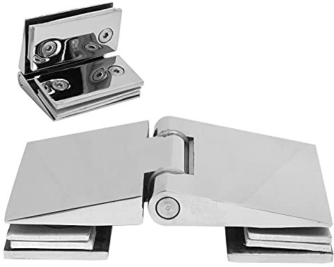 Scharnier, abgeschrägtes doppelseitiges Scharnier aus Edelstahl 304 Glastürscharnier für Duschkabinen mit Montagezubehör für 8-12 mm Glas