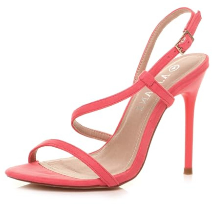 AJVANI Womens ladies high heel diamante barely there strappy evening sandals size