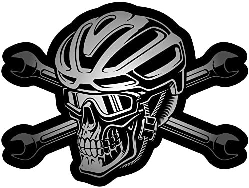 Samunshi Biker Skull Totenkopf Aufkleber Autoaufkleber für Motorrad Fahrrad Roller oder Auto Sticker Schädel Totenschädel MTB Fahrrad Rennrad (10x8cm Biker Skull Totenkopf)