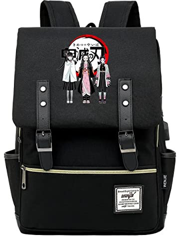 Roffatide Anime Demon Slayer Rucksack Shinobu Tsuyuri Nezuko Schultasche Rucksack 15.6 Zoll Den laptop Schwarzer Businessrucksack Reisegepäck