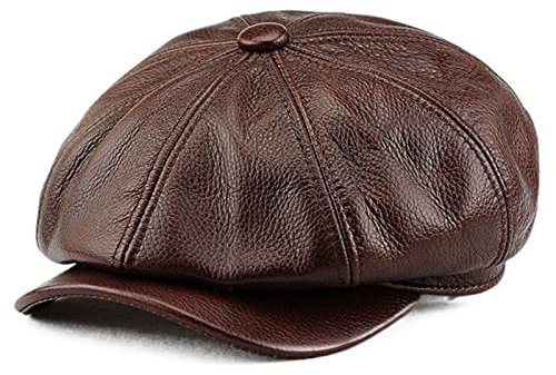 Herren Newsboy Cap aus Leder Schiebermütze mit Schirm Baker Boy Hut Schirmmützen Barett Cap Gatsby Cap Newsboy Driving Cabbie ​Baskenmütze