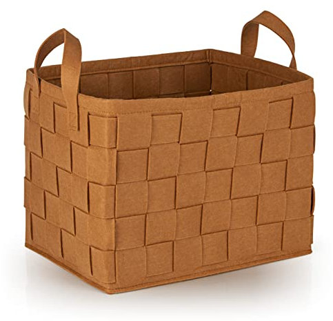 N8WERK Filz-Aufbewahrungskorb mit Griff 40x30x30cm | Ideal zur Aufbewahrung von Kaminholz & Zeitschriften | Strapazierfähig & vielseitig | Faltbarer Aufbewahrungskorb zur Lagerung [Rostbraun]